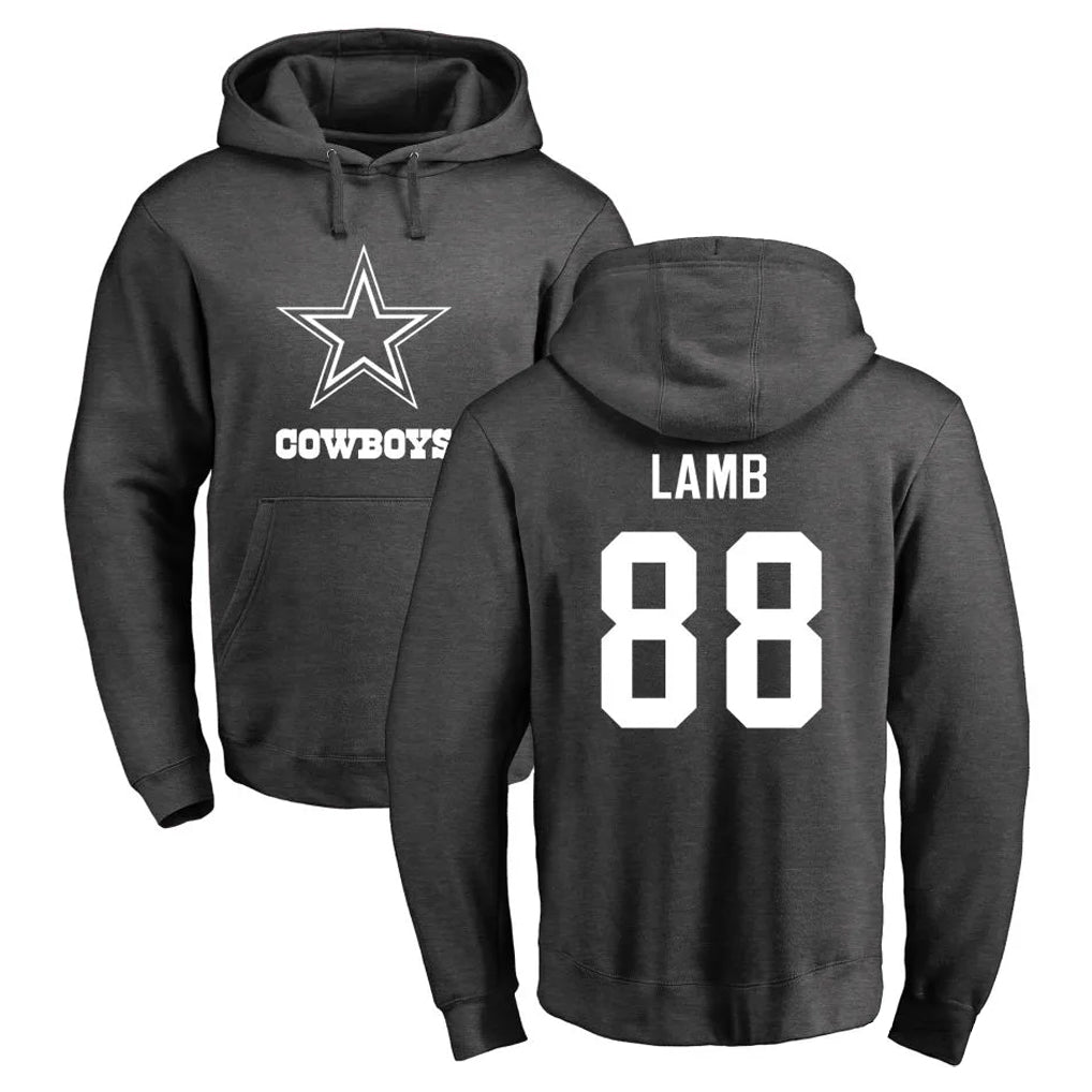 Punc D.Cowboys #88 CeeDee Lamb Player Ash One Color Pullover Hoodie Limited Stitched Jerseys