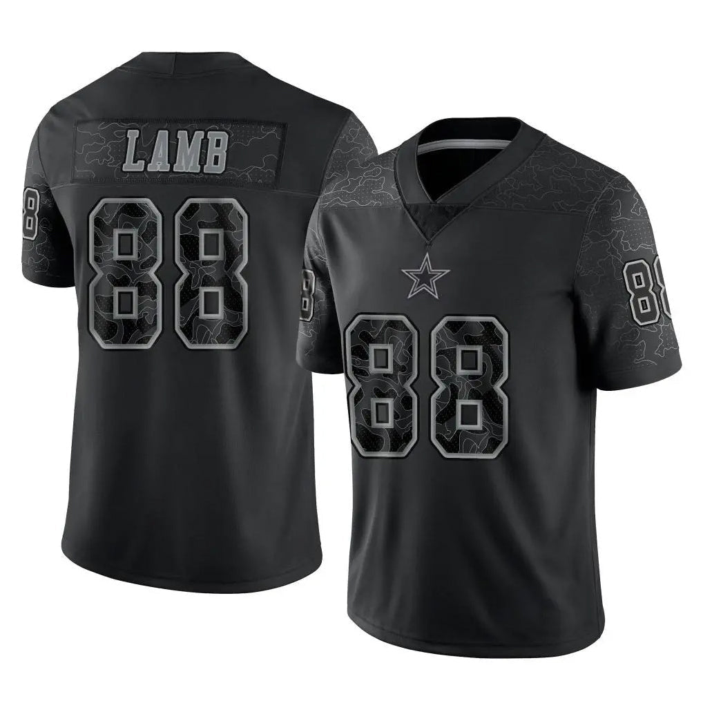 Punc D.Cowboys #88 CeeDee Lamb Player Black Limited Reflective Home Game Stitched Jerseys