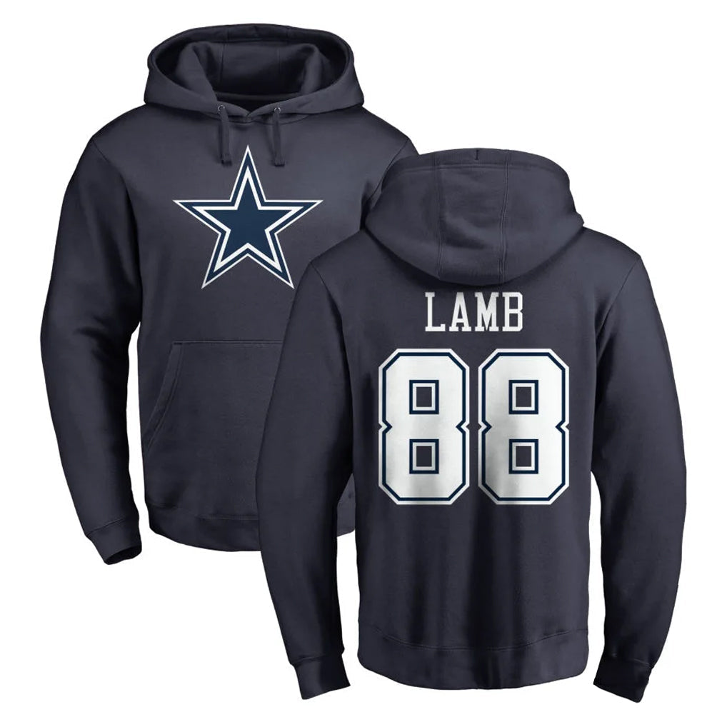 Punc D.Cowboys #88 CeeDee Lamb Player Navy Pullover Hoodies Limited Stitched Jerseys