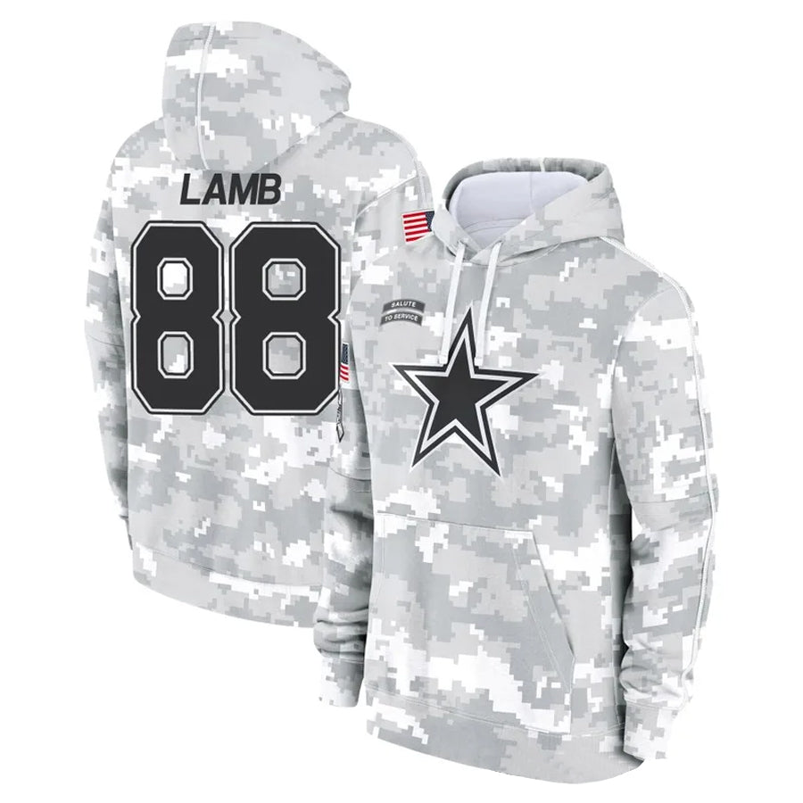 Punc D.Cowboys #88 CeeDee Lamb Player Salute to Service Hoodies Game Stitched Jerseys