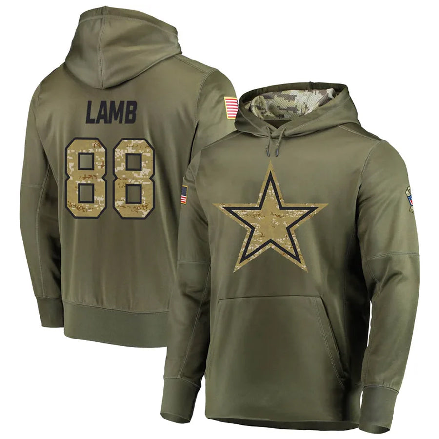 Punc D.Cowboys #88 CeeDee Lamb Player Salute to Service Pullover Hoodie Game Stitched Jerseys