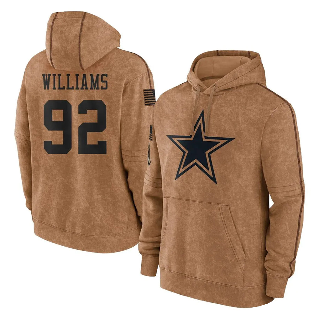 Punc D.Cowboys #92 Quinnen Williams Player Brown Salute to Service Hoodies Limited Game Stitched Jerseys