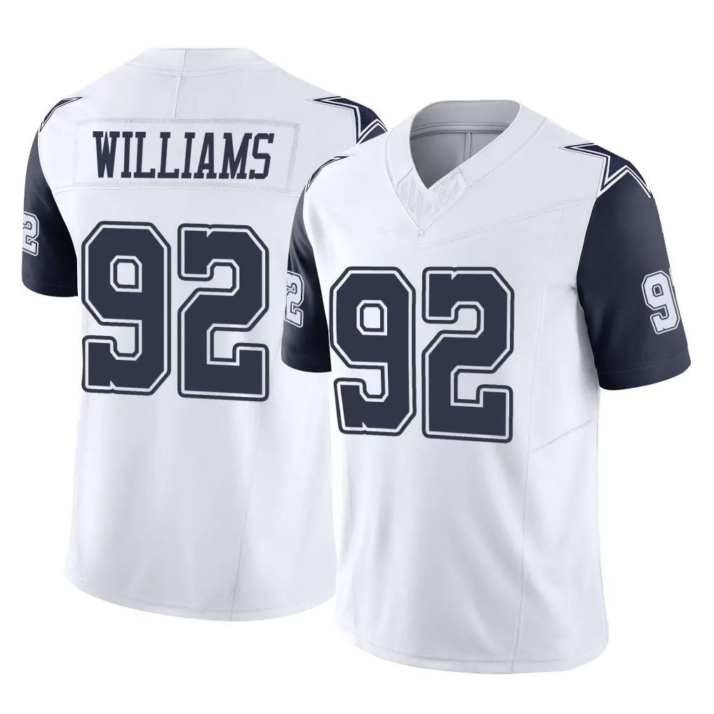Punc D.Cowboys #92 Quinnen Williams Player White-Navy Limited Vapor F.U.S.E. Home Game Stitched Jerseys