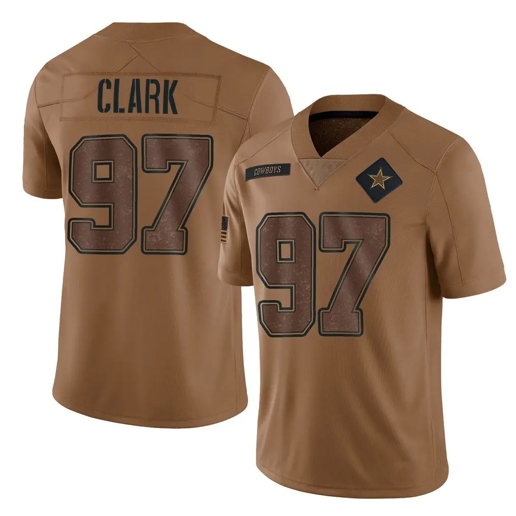 Punc D.Cowboys #97 Kenny Clark Player Brown Salute to Service Limited Home Game Stitched Jerseys