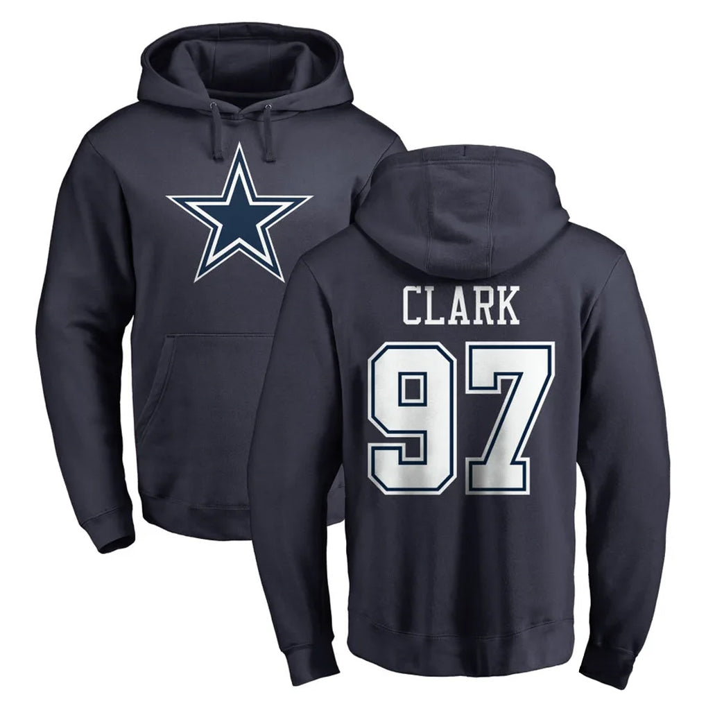 Punc D.Cowboys #97 Kenny Clark Player Navy Pullover Hoodies Limited Stitched Jerseys