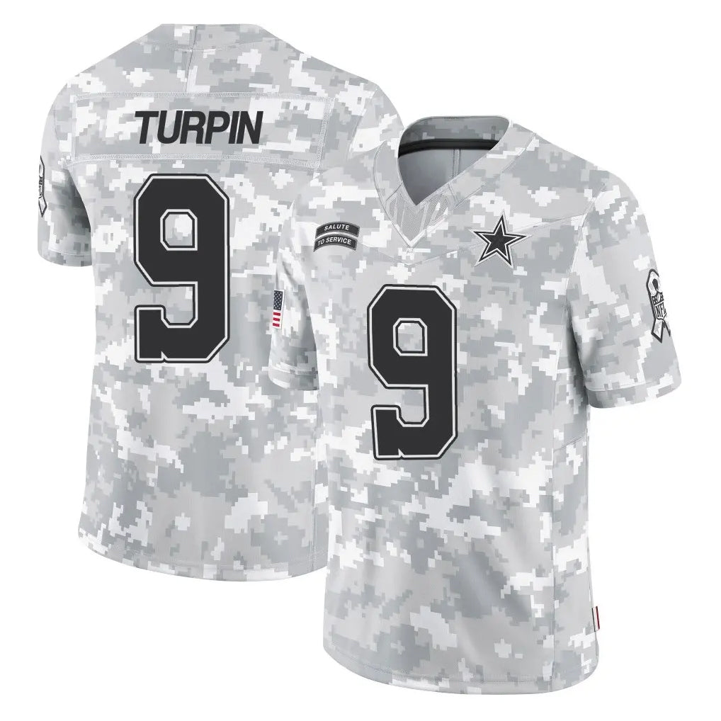 Punc D.Cowboys #9 KaVontae Turpin Player Arctic Camo Salute to Service Limited Home Game Stitched Jerseys