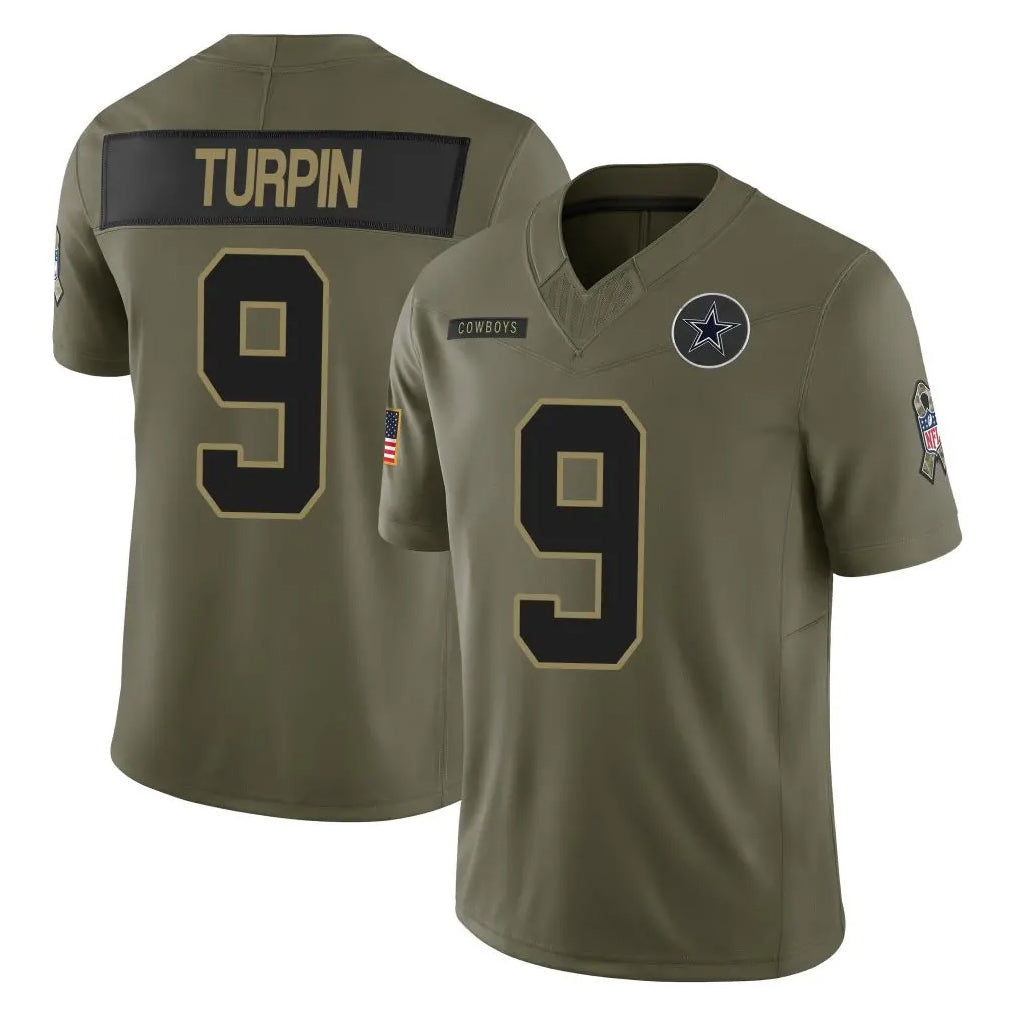 Punc D.Cowboys #9 KaVontae Turpin Player Olive 2025 Salute to Service Limited Home Game Stitched Jerseys