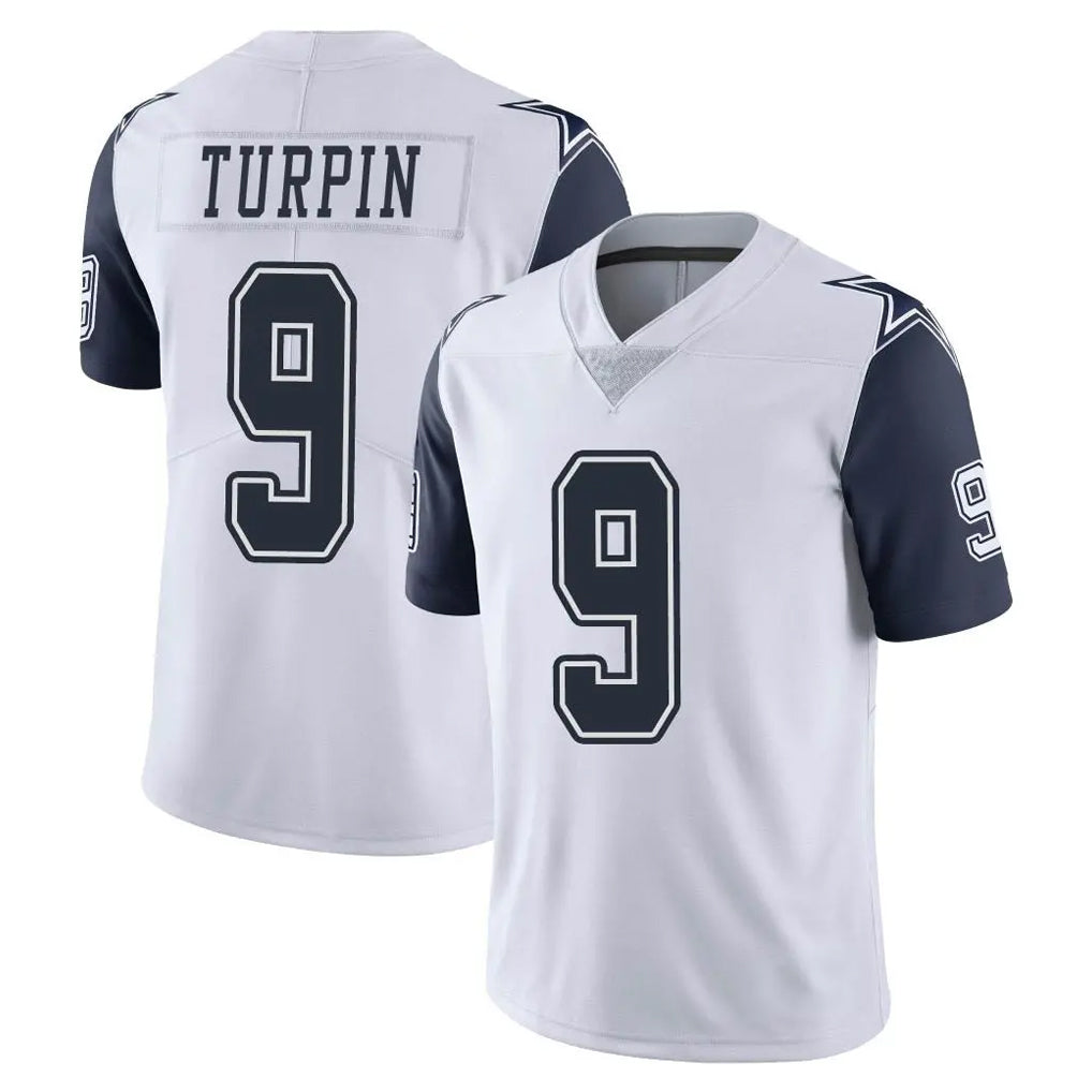 Punc D.Cowboys #9 KaVontae Turpin Player White-Navy Limited Color Rush Vapor Untouchable Home Game Stitched Jerseys