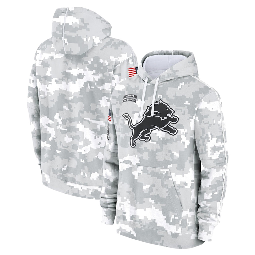 Punc D.Lions Arctic Camo Salute to Service Hoodies Limited Game Blank Player Stitched Jerseys