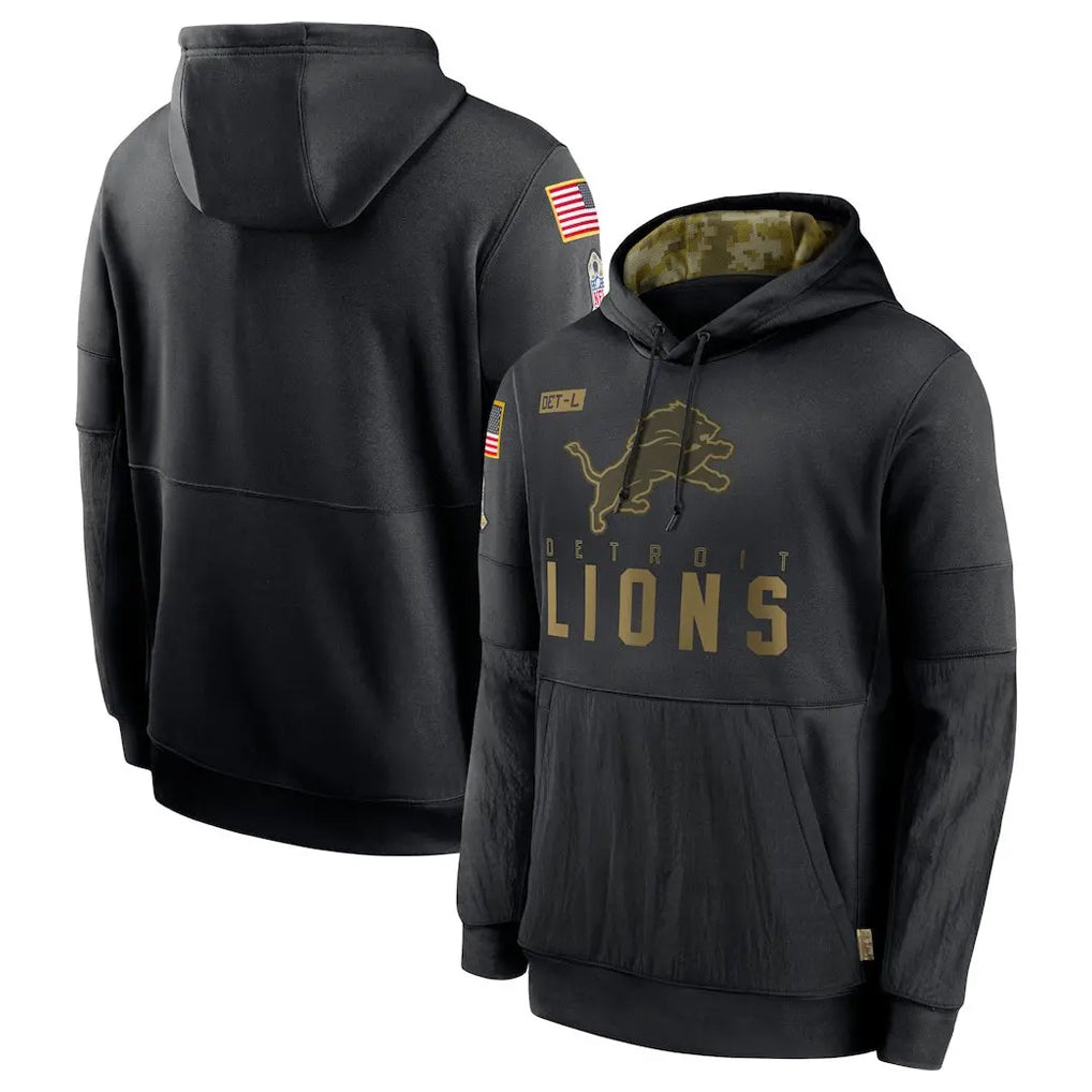 Punc D.Lions Black Salute to Service Hoodies Limited Game Blank Player Stitched Jerseys