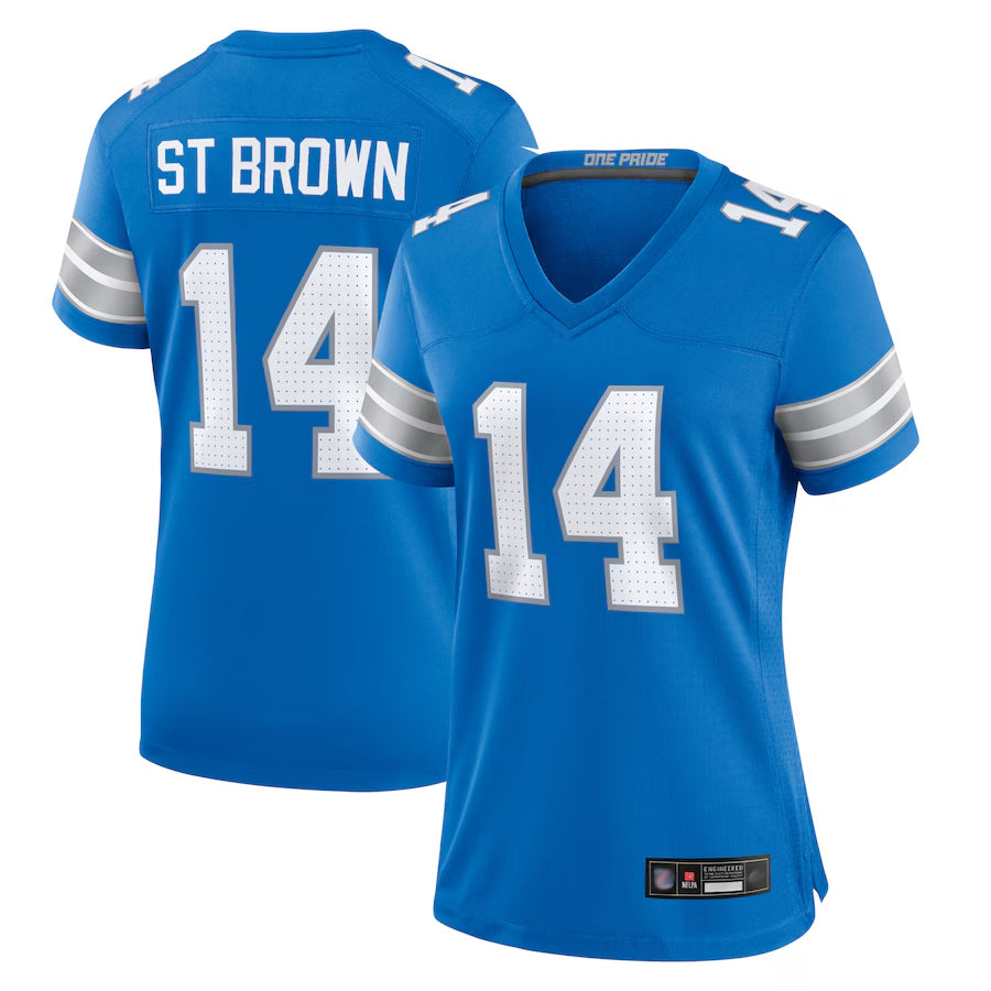 Punc D.Lions Home Game Stitched Jerseys - Blue - #14 Amon-Ra St. Brown Player