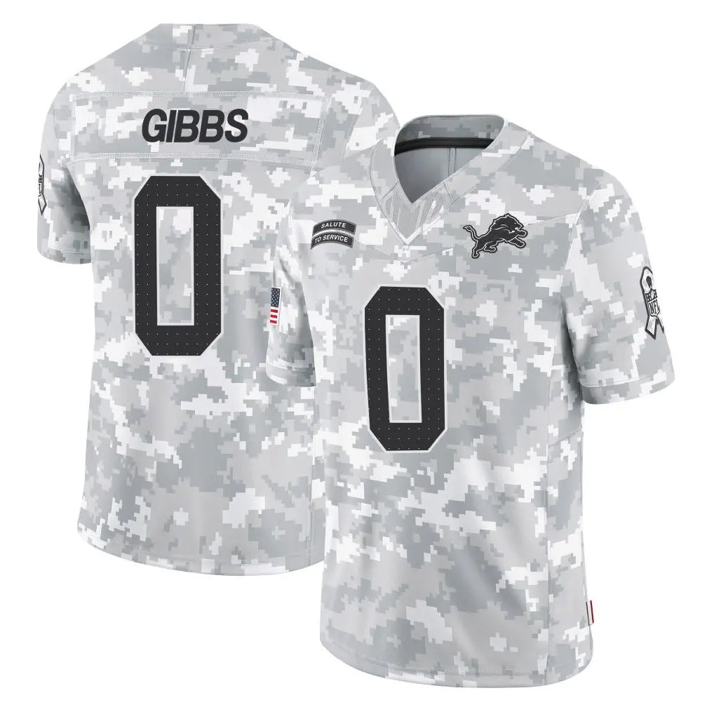 Punc D.Lions #0 Jahmyr Gibbs Player Arctic Camo Salute To Service Limited Stitched Jerseys