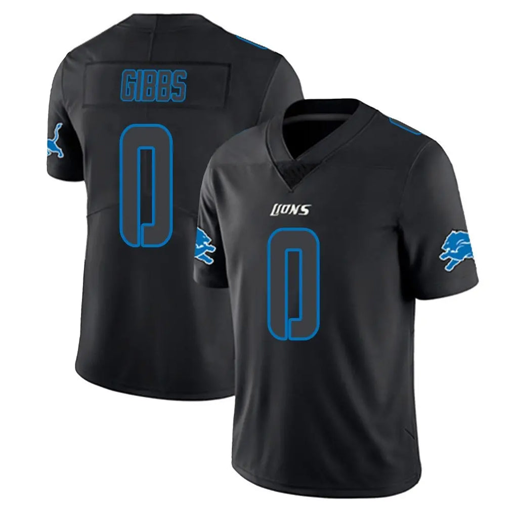 Punc D.Lions #0 Jahmyr Gibbs Player Black Impact Limited Home Game Stitched Jerseys