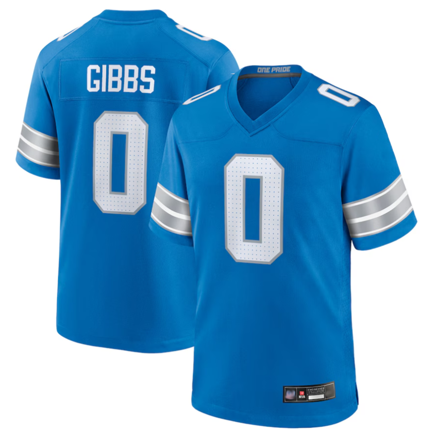 Punc D.Lions #0 Jahmyr Gibbs Player Blue Replica Game Stitched Jerseys