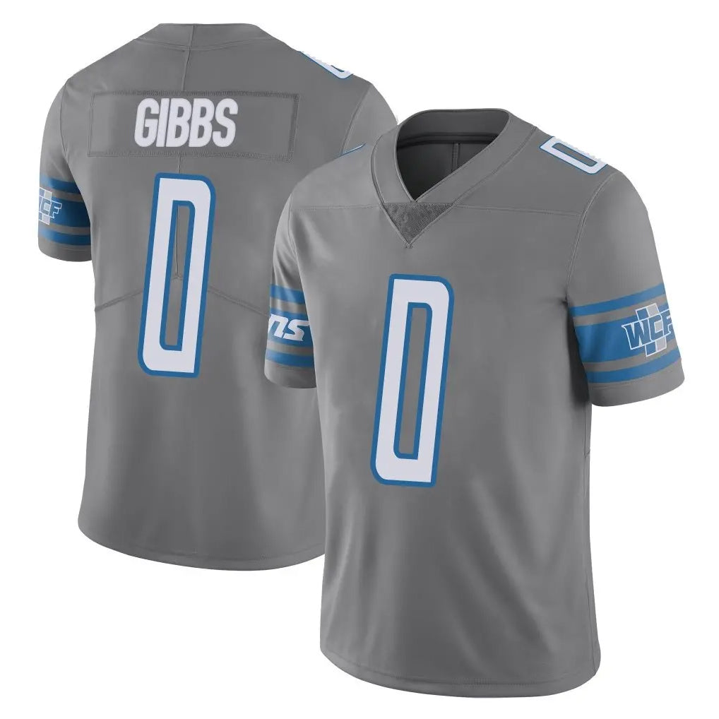 Punc D.Lions #0 Jahmyr Gibbs Player Gray Vapor Untouchable Limited Home Game Stitched Jerseys