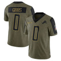 Punc D.Lions #0 Jahmyr Gibbs Player Salute To Service Olive Stitched Jerseys