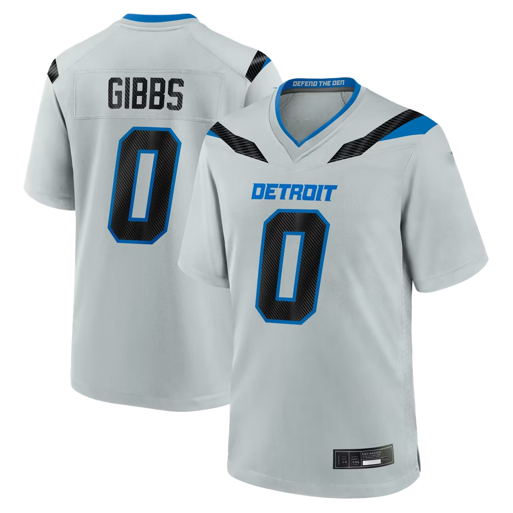 Punc D.Lions #0 Jahmyr Gibbs Silver 2026 Rivalries Collection Game Stitched Jerseys