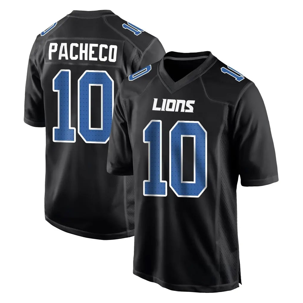 Punc D.Lions #10 Isiah Pacheco Player Black Fashion Home Game Stitched Jerseys