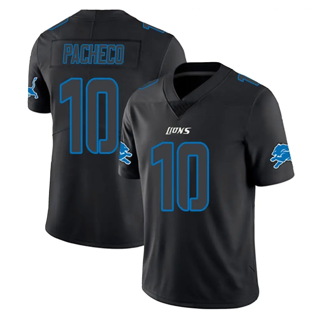 Punc D.Lions #10 Isiah Pacheco Player Black Impact Limited Home Game Stitched Jerseys
