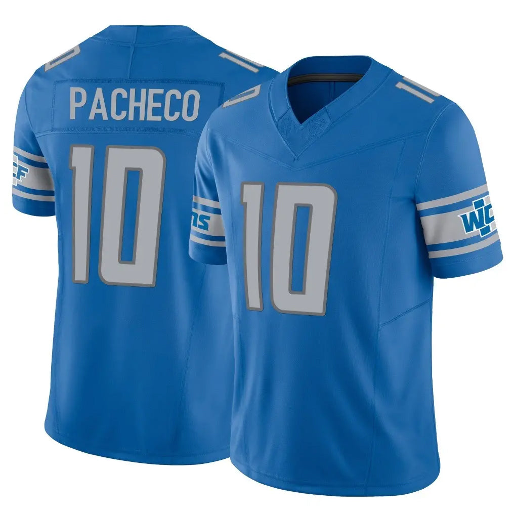 Punc D.Lions #10 Isiah Pacheco Player Blue Vapor F.U.S.E. Limited Home Game Stitched Jerseys