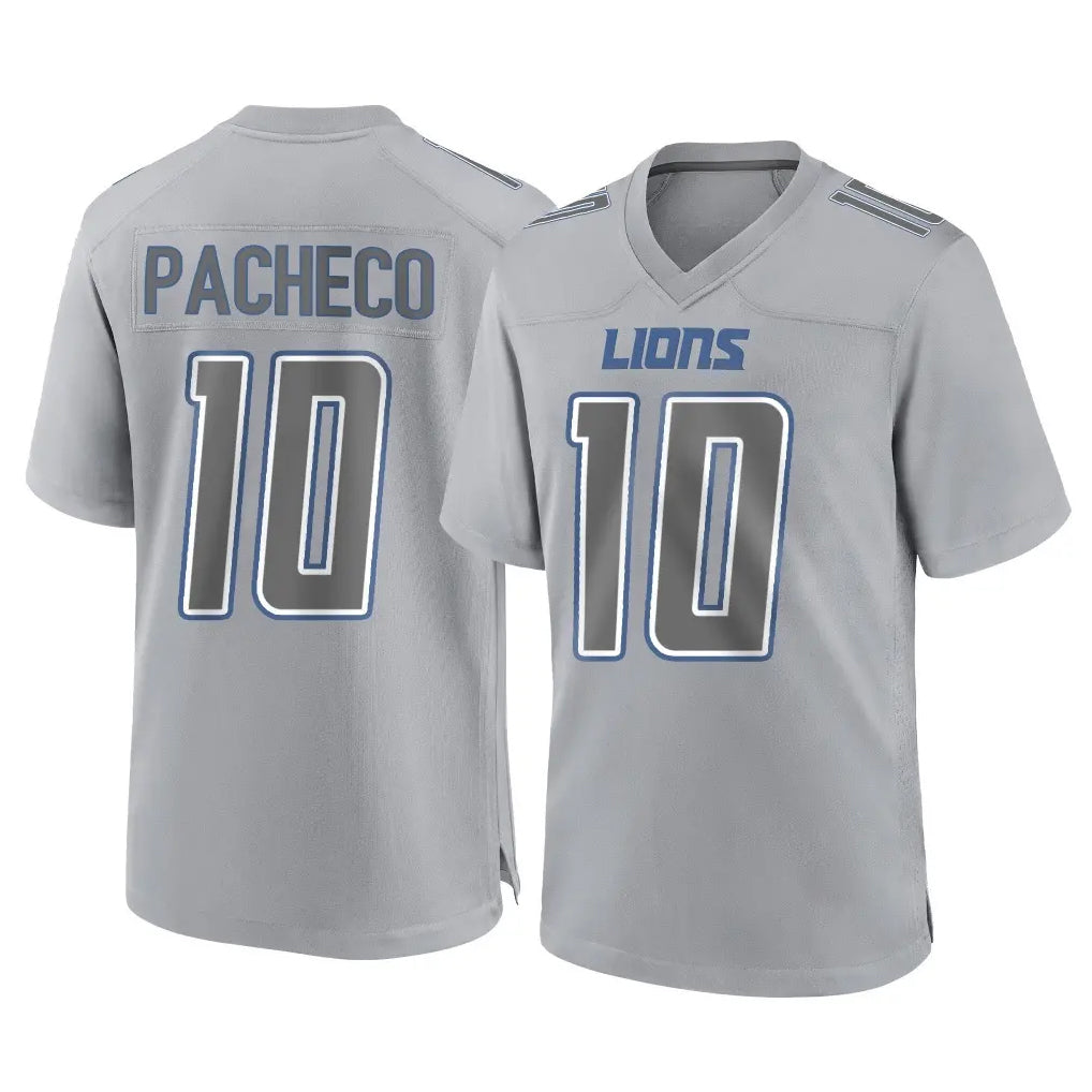 Punc D.Lions #10 Isiah Pacheco Player Gray Atmosphere Fashion Home Game Stitched Jerseys