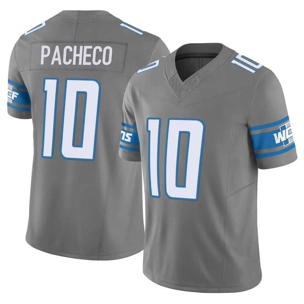 Punc D.Lions #10 Isiah Pacheco Player Gray Vapor F.U.S.E. Limited Home Game Stitched Jerseys