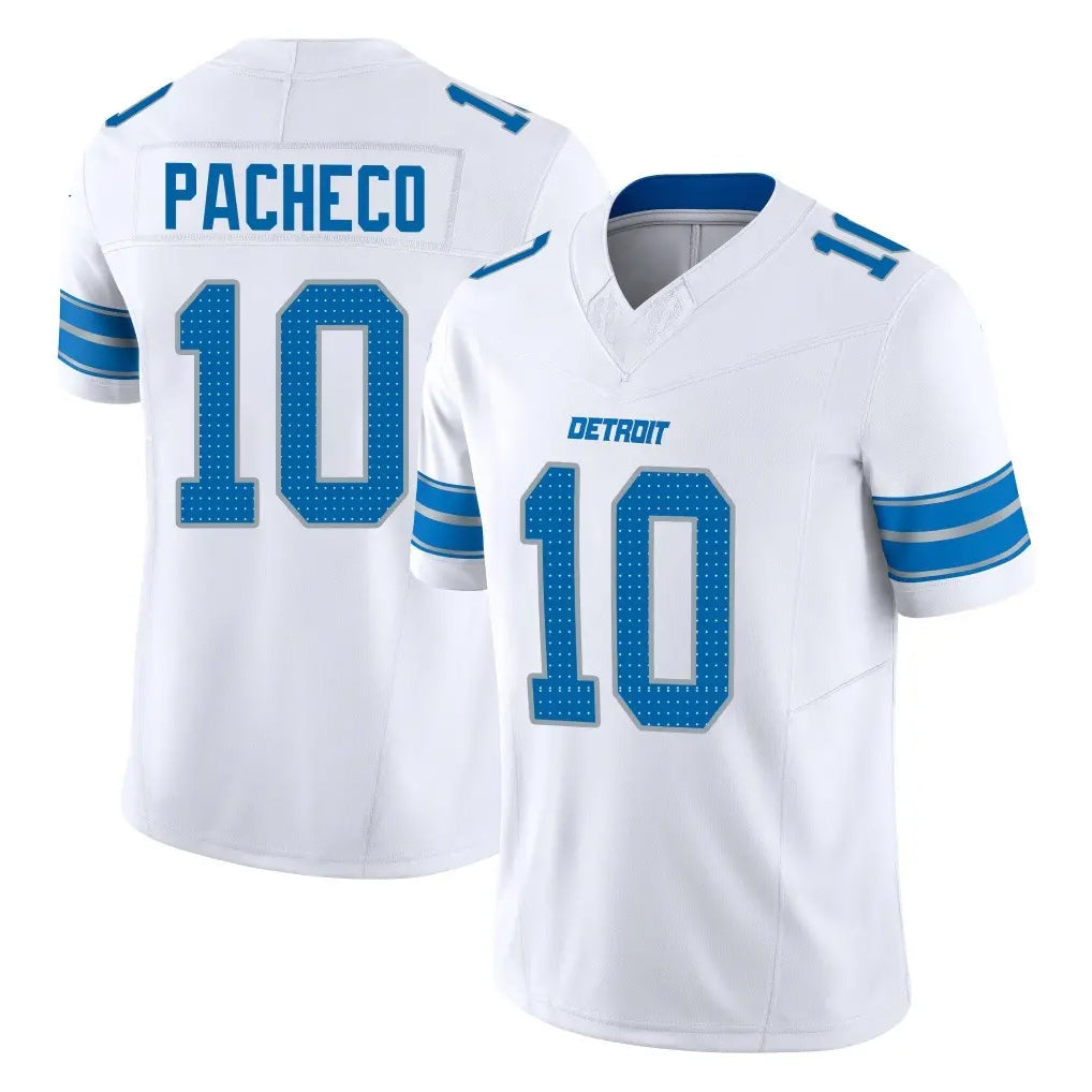 Punc D.Lions #10 Isiah Pacheco Player White Limited Vapor F.U.S.E. Alternate Home Game Stitched Jerseys