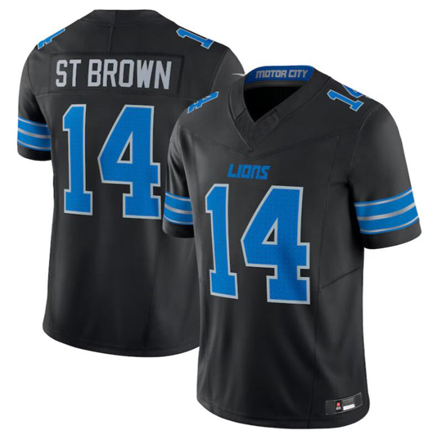 Punc D.Lions #14 Amon-Ra St. Brown Black 2nd Alternate Vapor F.U.S.E. Limited Jersey Stitched Stitched Jerseys