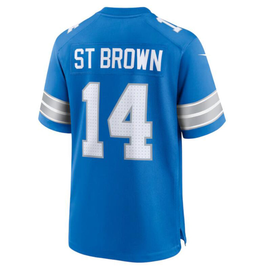 Punc D.Lions #14 Amon-Ra St. Brown Blue Game Jersey American Stitched Jersey