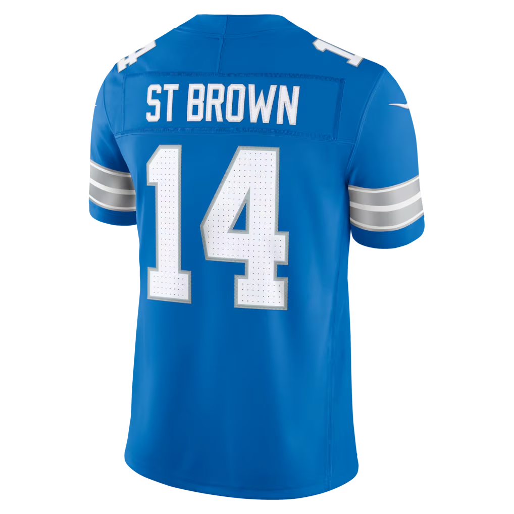 Punc D.Lions #14 Amon-Ra St. Brown Blue Team Vapor F.U.S.E. Stitched Limited Jerseys