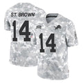 Punc D.Lions #14 Amon-Ra St. Brown Player Arctic Camo Salute To Service Limited Stitched Jerseys