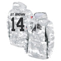 Punc D.Lions #14 Amon-Ra St. Brown Player Arctic Camo Salute to Service Hoodies Limited Game Stitched Jerseys