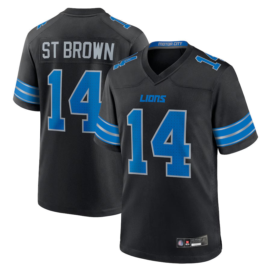 Punc D.Lions #14 Amon-Ra St. Brown Player Black 2nd Alternate Game Stitched Jerseys