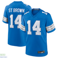 Punc D.Lions #14 Amon-Ra St. Brown Player Blue Game Stitched Jerseys