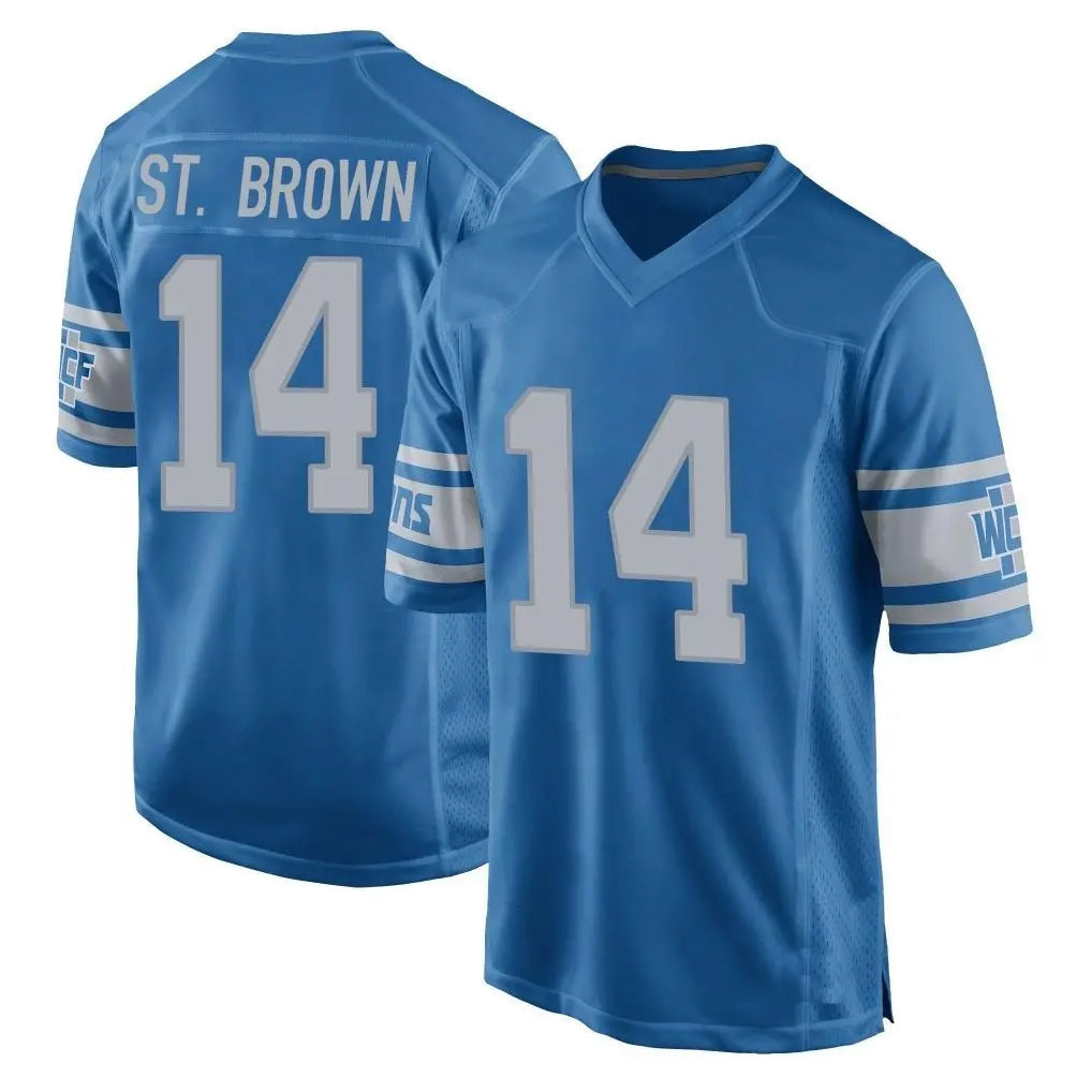 Punc D.Lions #14 Amon-Ra St. Brown Player Blue Vapor Untouchable Throwback Game Stitched Jerseys