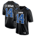 Punc D.Lions #14 Amon-Ra St. Brown Player Carbon Black Fashion Stitched Jerseys
