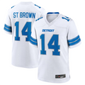 Punc D.Lions #14 Amon-Ra St. Brown Player White Game Stitched Jerseys
