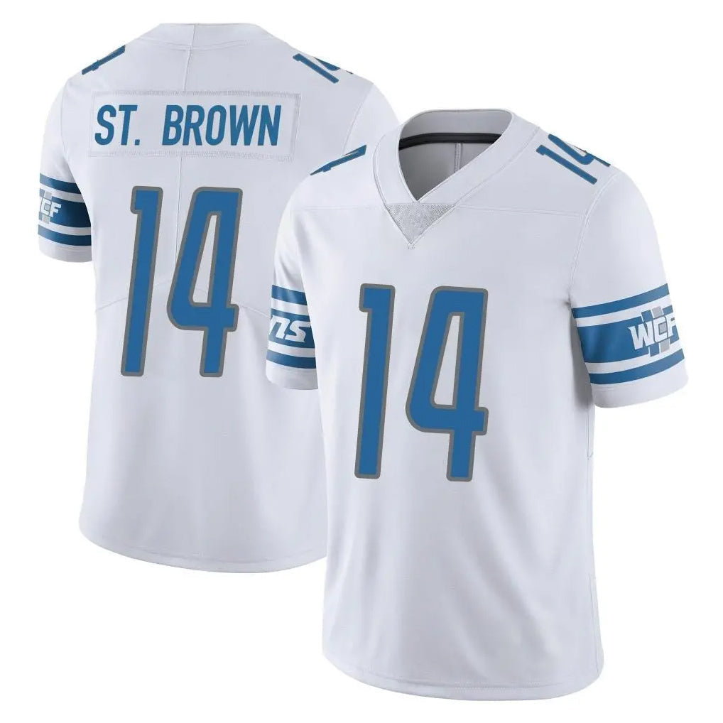 Punc D.Lions #14 Amon-Ra St. Brown Player White Limited Vapor Untouchable Home Game Stitched Jerseys