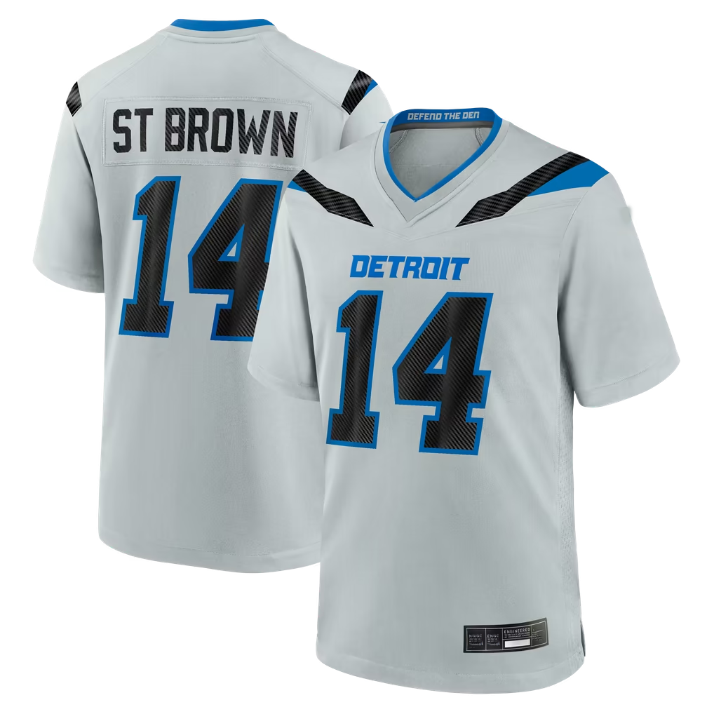 Punc D.Lions #14 Amon-Ra St. Brown Silver 2026 Rivalries Collection Game Stitched Jerseys