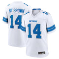 Punc D.Lions #14 Amon-Ra St. Brown White Game Jersey American Stitched Jerseys