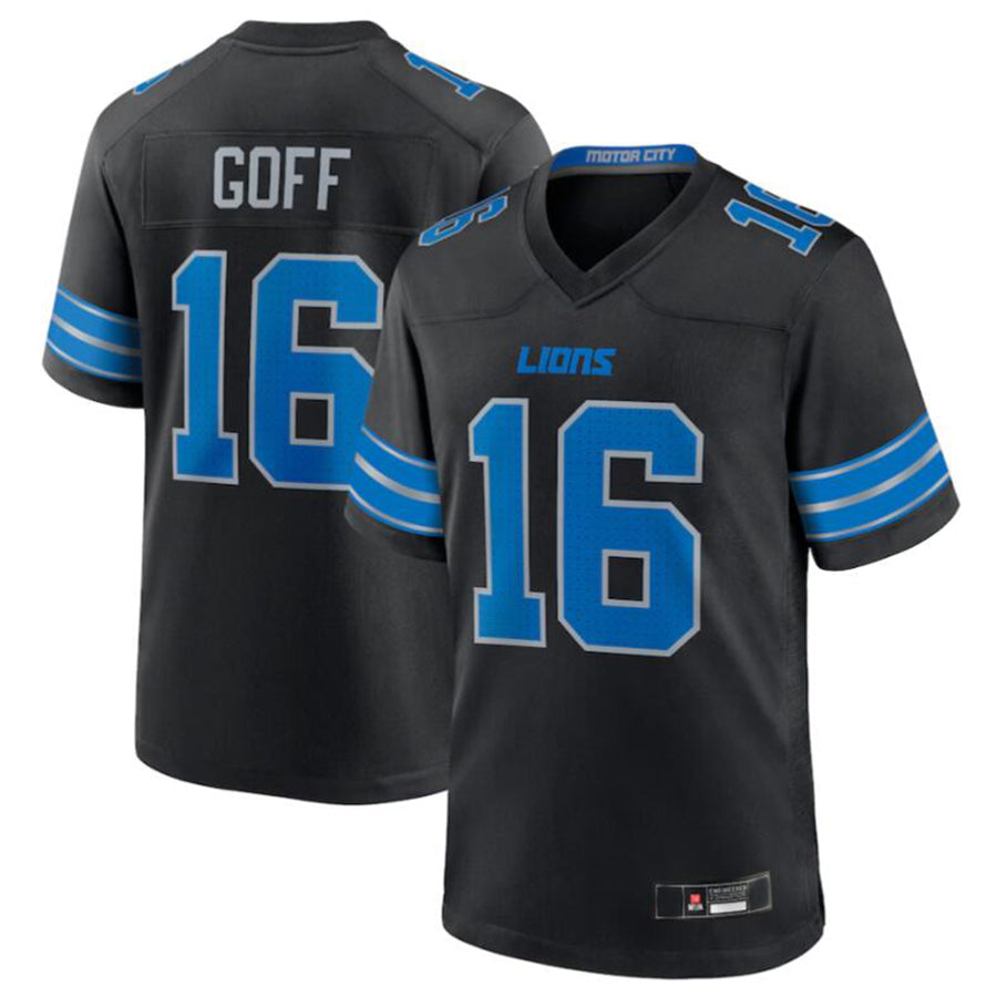 Punc D.Lions #16 Jared Goff Black 2nd Alternate Game Jersey American Stitched Jerseys