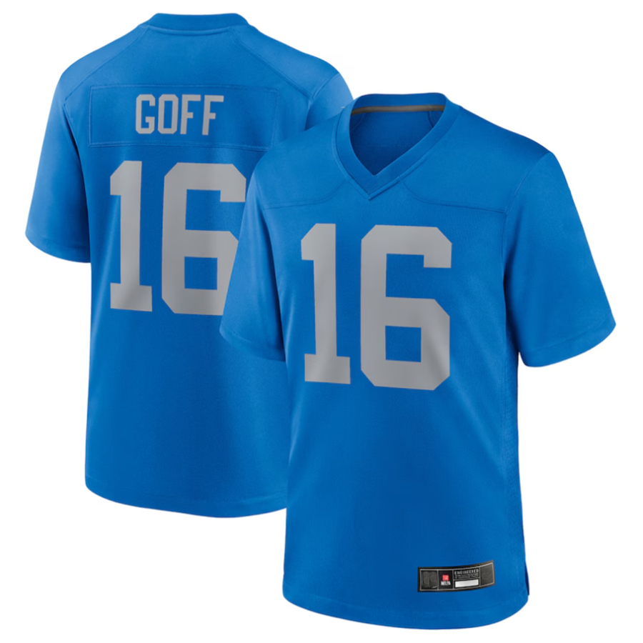 Punc D.Lions #16 Jared Goff Blue Alternate Game Jersey Blue Player Stitched Jerseys