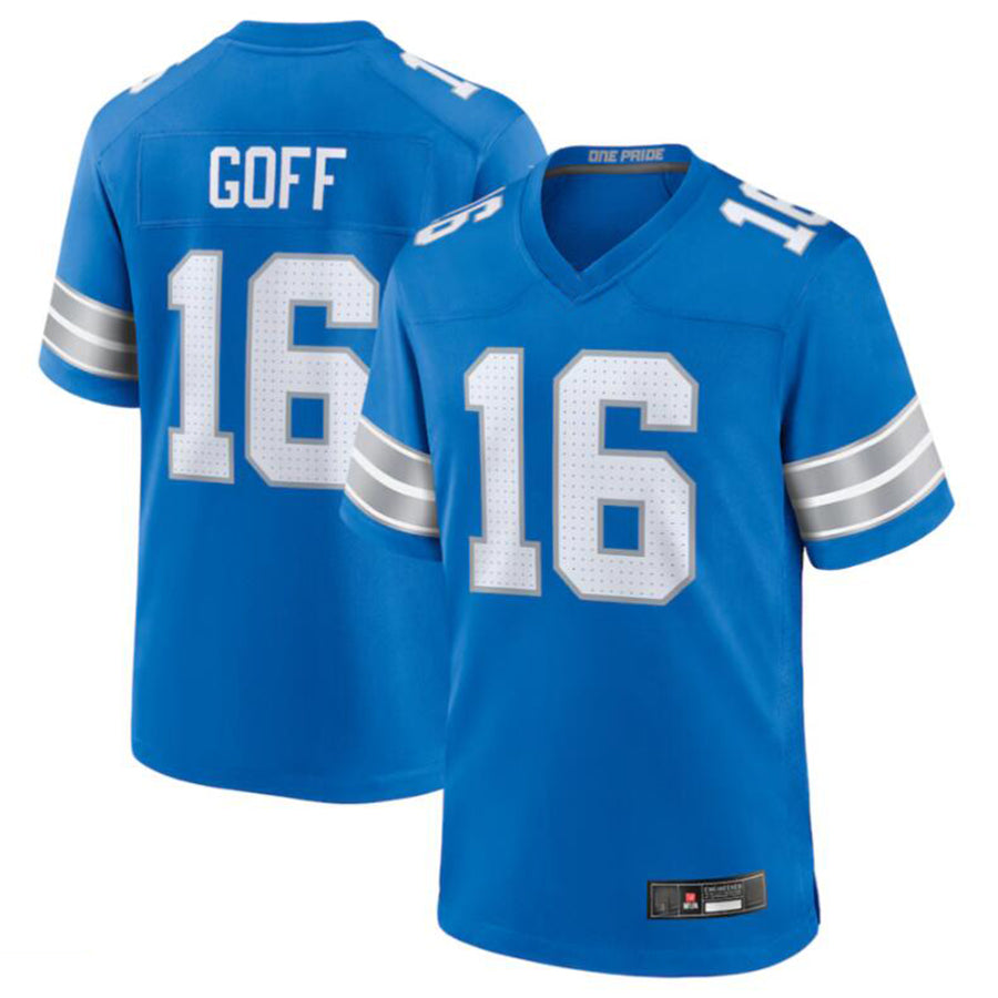 Punc D.Lions #16 Jared Goff Blue Game Jersey American Stitched Jerseys