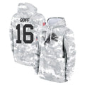 Punc D.Lions #16 Jared Goff Player Arctic Camo Salute to Service Hoodies Limited Game Stitched Jerseys
