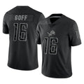 Punc D.Lions #16 Jared Goff Player Black REFLECTIVE Limited Stitched Jerseys