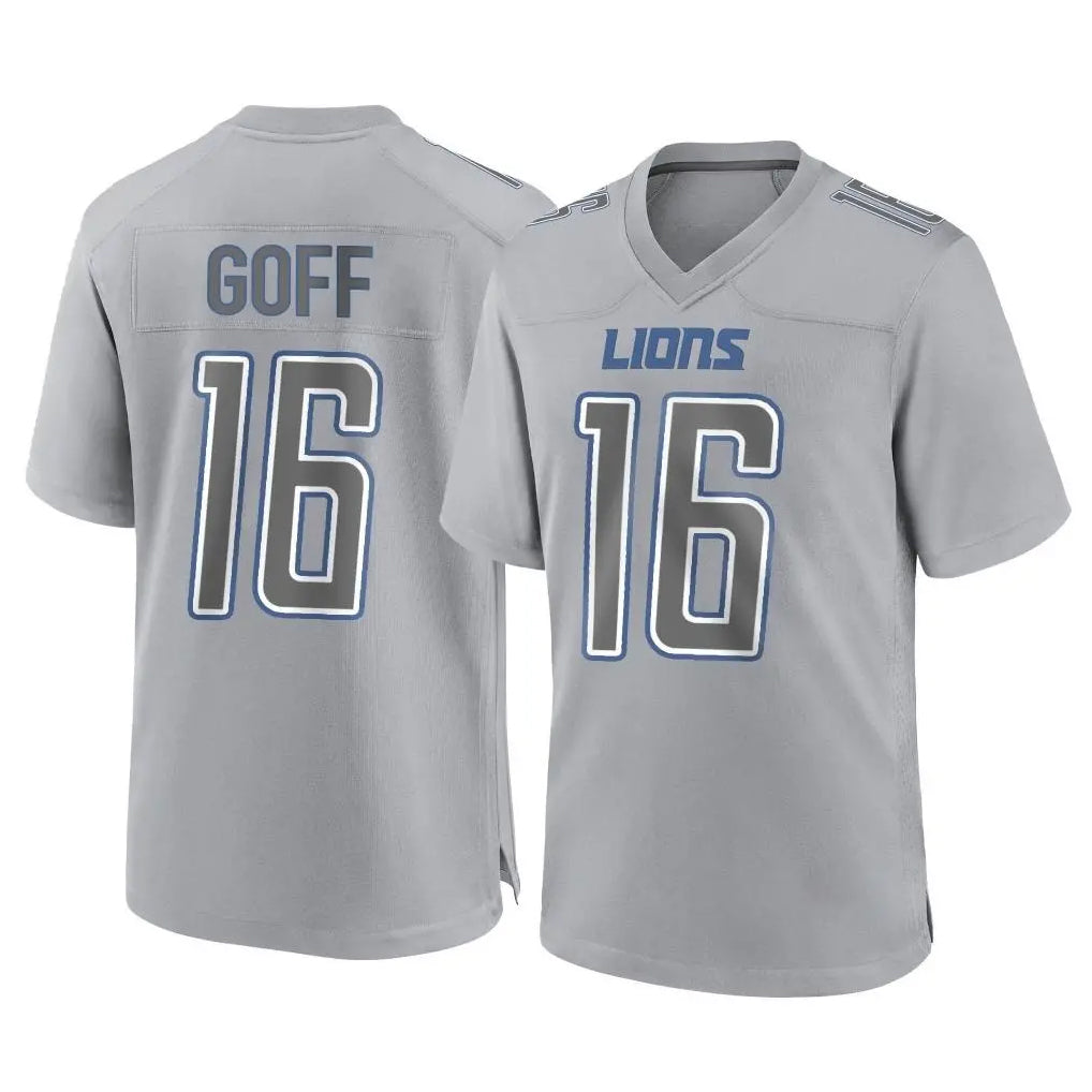 Punc D.Lions #16 Jared Goff Player Gray Atmosphere Fashion Home Game Stitched Jerseys