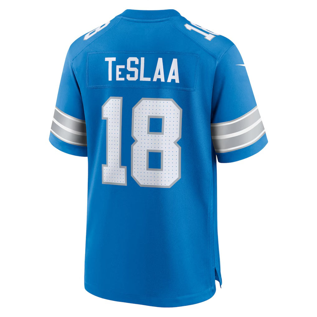Punc D.Lions #18 Isaac TeSlaa Blue Game Player Jersey