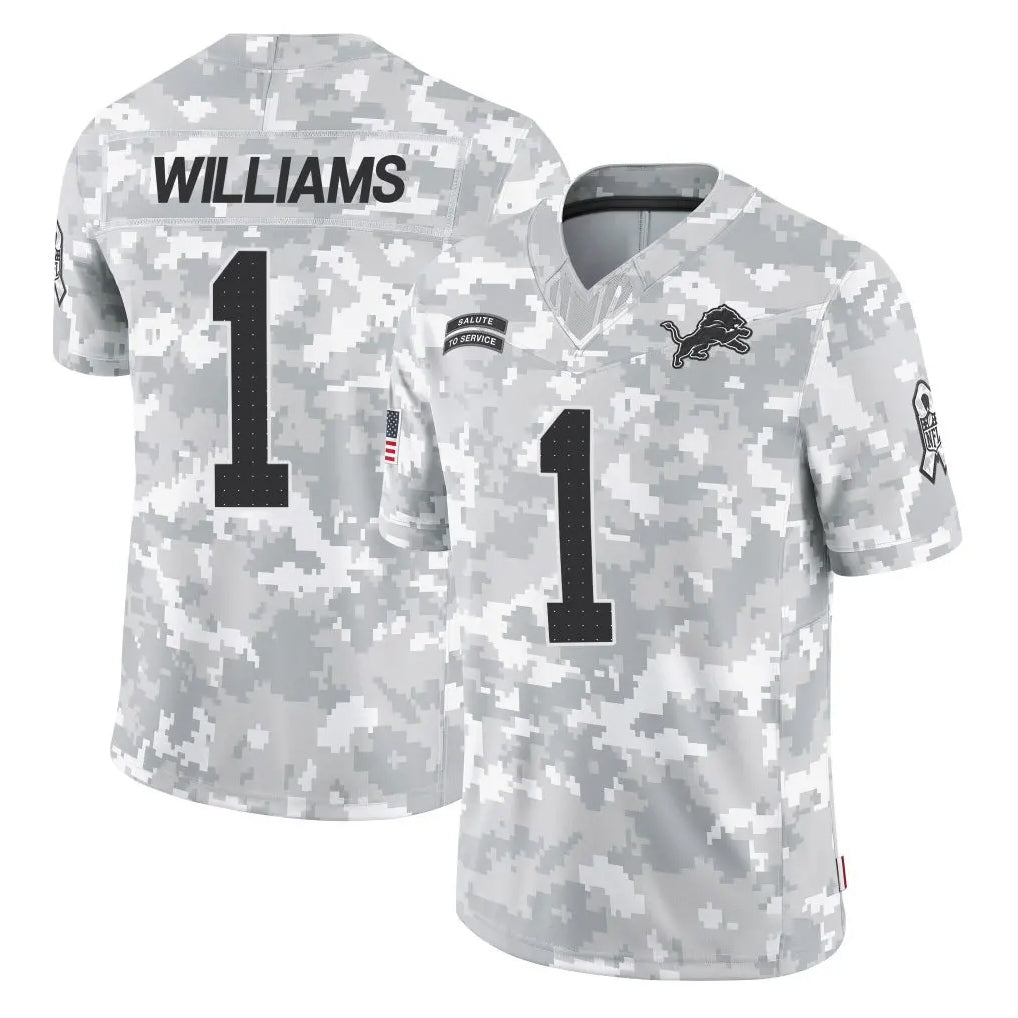 Punc D.Lions #1 Jameson Williams Player Arctic Camo Salute To Service Limited Stitched Jerseys