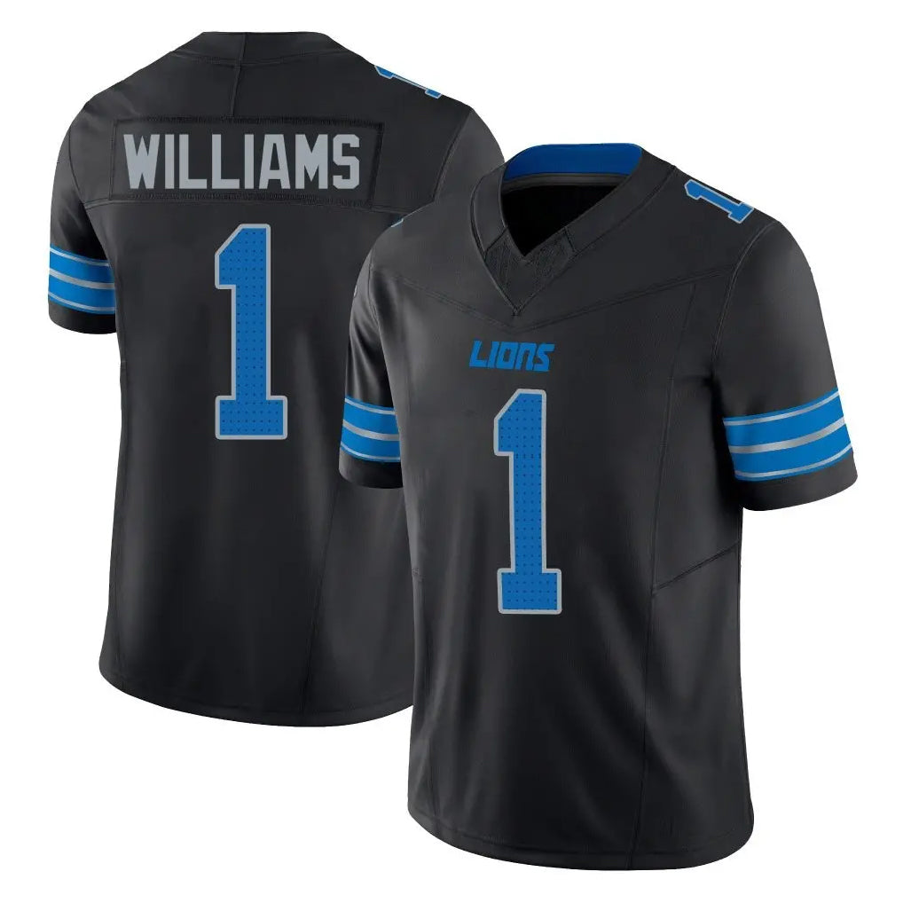 Punc D.Lions #1 Jameson Williams Player Black Alternate Vapor F.U.S.E. Limited Home Game Stitched Jerseys