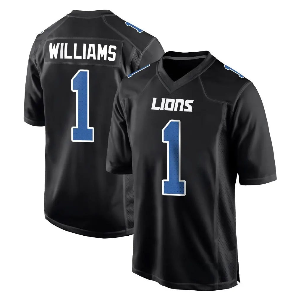 Punc D.Lions #1 Jameson Williams Player Black Fashion Home Game Stitched Jerseys